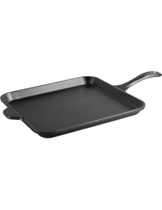 Sartén Cuadrada de Hierro Fundido Lodge 28 cm + Soporte Silicona Rojo 2