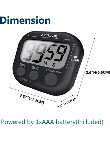 Temporizador Digital de Cocina 6 Paquetes Tick Tock 100dB