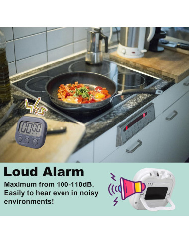 Temporizador Digital de Cocina 6 Paquetes Tick Tock 100dB