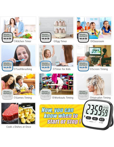 Temporizadores Digitales de Cocina AyayaBoss - 2 Paquetes