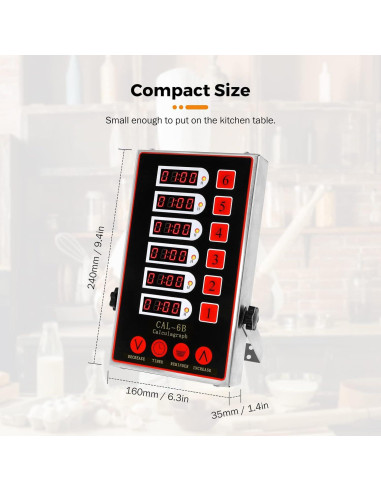 Temporizador Digital de Cocina BEAMNOVA 6 Canales Acero Inoxidable