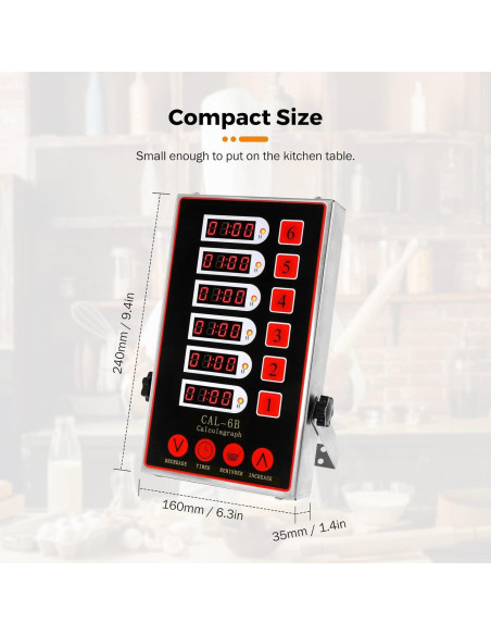 Temporizador Digital de Cocina BEAMNOVA 6 Canales Acero Inoxidable
