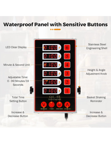Temporizador Digital de Cocina BEAMNOVA 6 Canales Acero Inoxidable