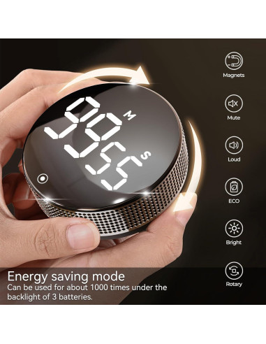 Temporizador de Cocina Digital Eshome Negro con Pantalla LED