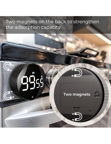 Temporizador de Cocina Digital Eshome Negro con Pantalla LED