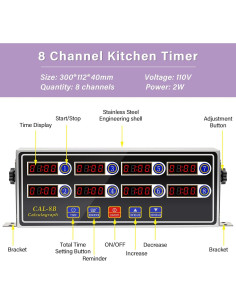 Temporizador Digital de Cocina NAOEDEAH 8 Canales Acero Inoxidable 2