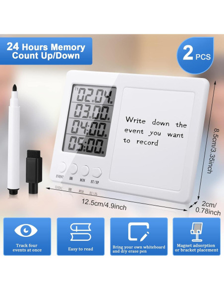 Temporizador Digital de Cocina Fabbay 2 Piezas 4 Eventos