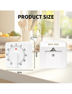 Temporizador de Cocina Mecánico WEST GOLD 60 Minutos Blanco 2