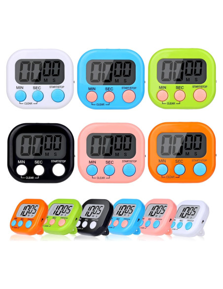 Paquete de 12 Temporizadores Digitales de Cocina Dualshine