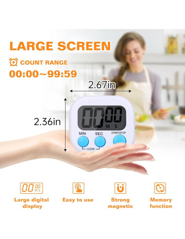 Paquete de 12 Temporizadores Digitales de Cocina Dualshine