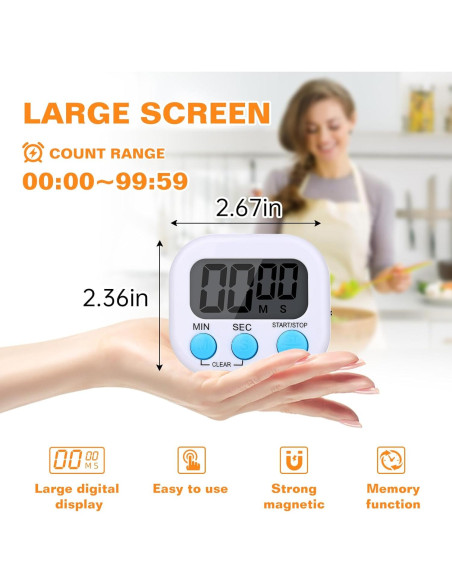 Paquete de 12 Temporizadores Digitales de Cocina Dualshine