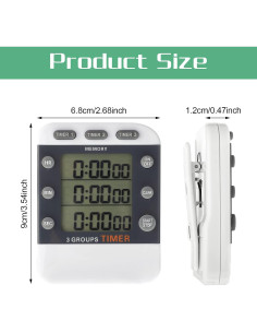 Temporizador Digital de Cocina Photect 2 Piezas 3 Canales 2