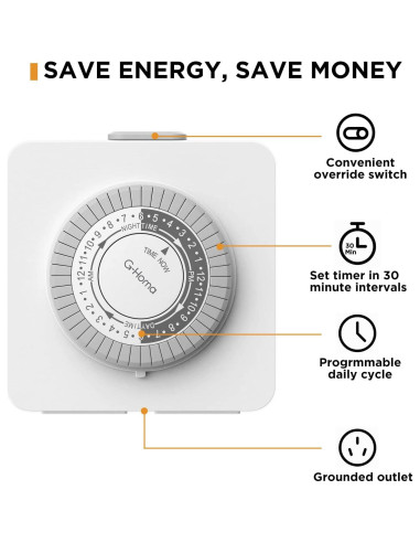Temporizador Mecánico G-Homa 24 Horas 2 Salidas a Tierra