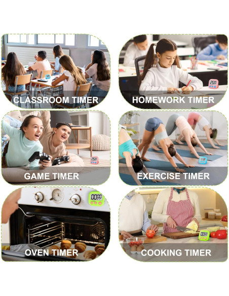 Temporizador Digital AOUVES 4 Pack Rosa Azul Verde Blanco