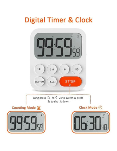 Temporizador Digital de Cocina LIORQUE con Pantalla LCD 99h