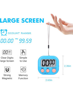 Temporizador de Cocina Digital 12 Piezas Magnético Multicolor 2