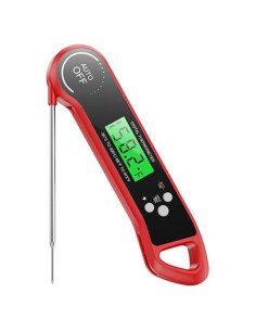 Termómetro Digital de Carne SILVLF Rojo, Lectura Instantánea, IPX7