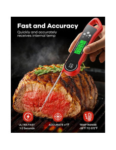 Termómetro Digital de Carne SILVLF Rojo, Lectura Instantánea, IPX7 2