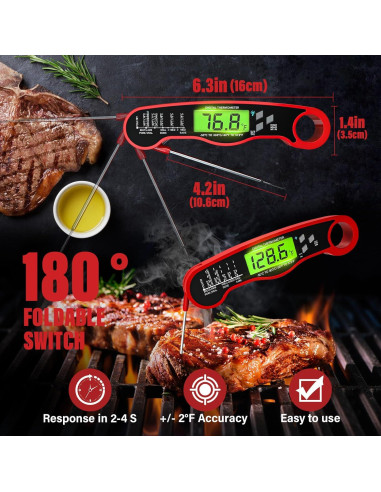 AWLKIM Termómetro de Carne Digital y Mecánico - Paquete de 3