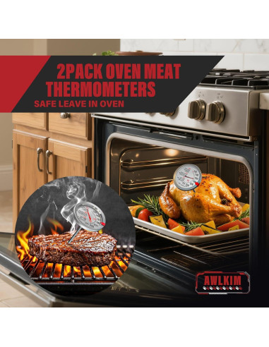 AWLKIM Termómetro de Carne Digital y Mecánico - Paquete de 3