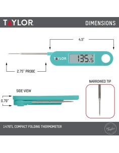 Termómetro Digital de Cocina Taylor 1476TL Sonda Plegable LCD 2