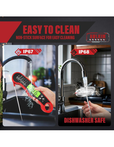 AWLKIM Termómetro de Carne Digital y Mecánico - Paquete de 3