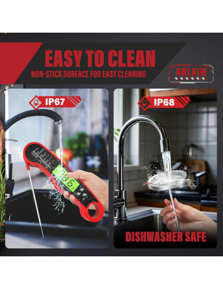 AWLKIM Termómetro de Carne Digital y Mecánico - Paquete de 3