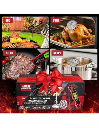 AWLKIM Termómetro de Carne Digital y Mecánico - Paquete de 3