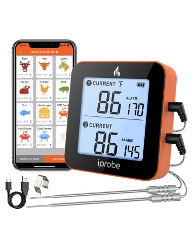 Termómetro Digital Inalámbrico Babik IP-61 con 2 Probes y Bluetooth