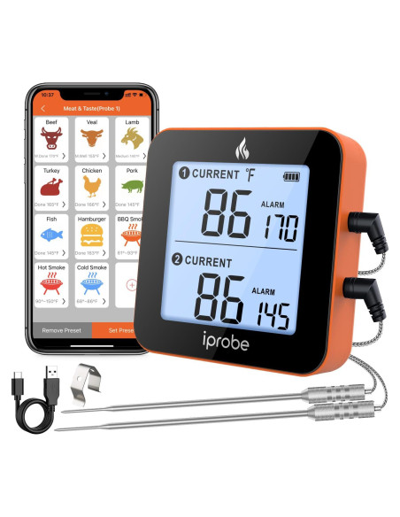 Termómetro Digital Inalámbrico Babik IP-61 con 2 Probes y Bluetooth