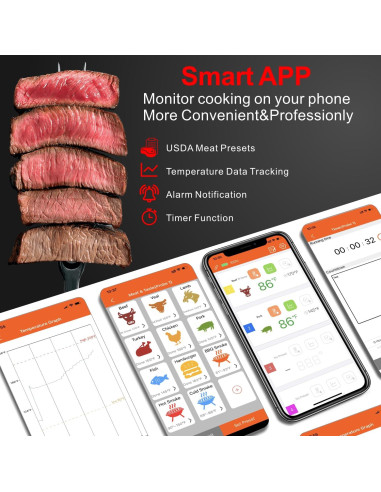 Termómetro Digital Inalámbrico Babik IP-61 con 2 Probes y Bluetooth