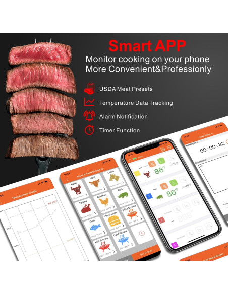 Termómetro Digital Inalámbrico Babik IP-61 con 2 Probes y Bluetooth