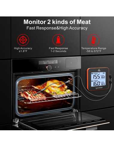 Termómetro Digital Inalámbrico Babik IP-61 con 2 Probes y Bluetooth