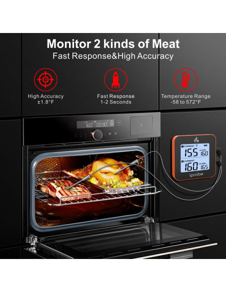 Termómetro Digital Inalámbrico Babik IP-61 con 2 Probes y Bluetooth