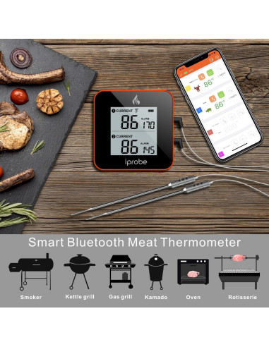 Termómetro Digital Inalámbrico Babik IP-61 con 2 Probes y Bluetooth