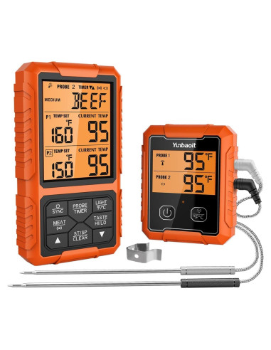 Termómetro de Carne Inalámbrico Yunbaoit YB9182, Doble Sonda 300C