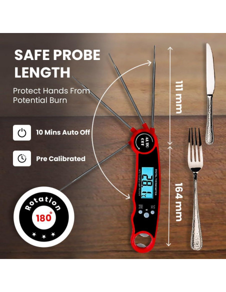 Termómetro Digital de Carne Morning Star MS-250, 11.9 cm, IP67