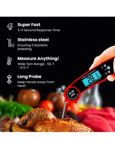 Termómetro Digital de Carne Morning Star MS-250, 11.9 cm, IP67