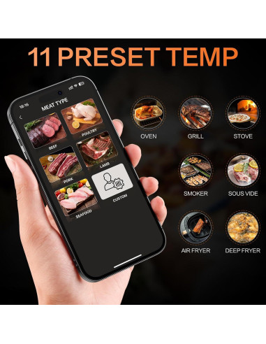 Termómetro de Carne Digital Inalámbrico eboboin 70m Bluetooth