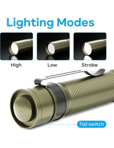 Mini Linterna LED EUARDER 200 Lúmenes Verde Compacta 2