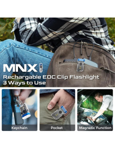 Linterna Clip Recargable COOZAMING MNX1, 10 Modos, 49.6g 2