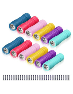 12 Mini Linternas Coloridas LED Rossesay con Pilas AAA