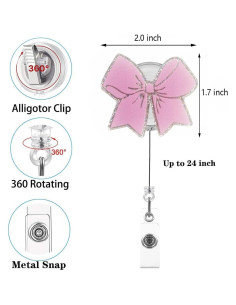 Reel de Insignia Retráctil CELOKIY Rosa con Clip 60 cm 2
