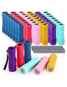 48 Mini Linternas LED Rossesay con 144 Baterías AAA - Colores