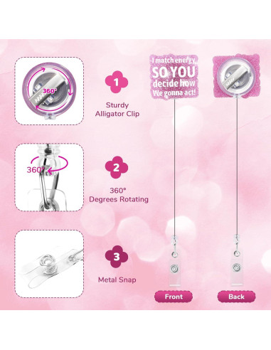 Soporte Retráctil para Insignias Namifin Rosa Brillante