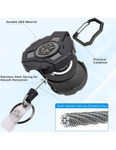 Paquete de 2 llaveros retráctiles Chambom 81.3 cm acero