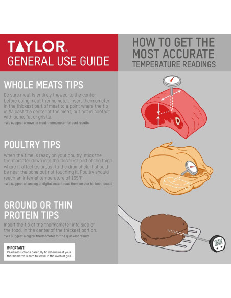 Termómetro Digital de Cocina Taylor 9867 Plegable Negro