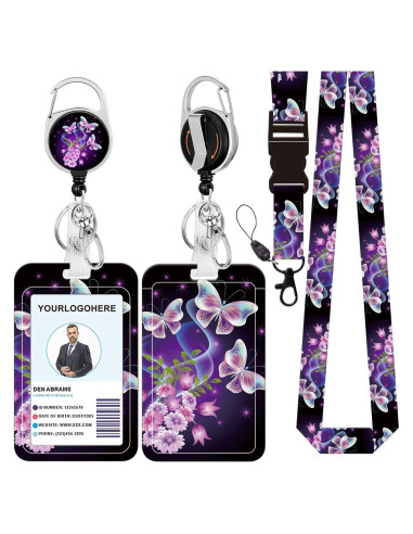 Cinta para Insignias Retráctil BILLTEFUL Mariposa Púrpura