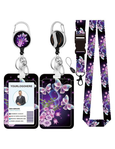 Cinta para Insignias Retráctil BILLTEFUL Mariposa Púrpura