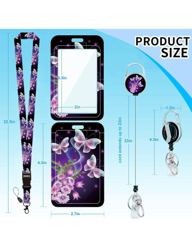 Cinta para Insignias Retráctil BILLTEFUL Mariposa Púrpura